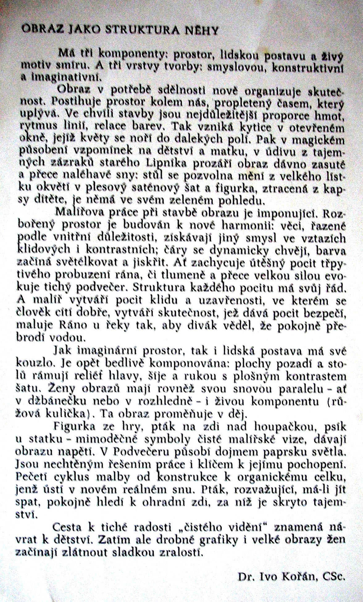 Text k vernisáži Václava Matějíčka